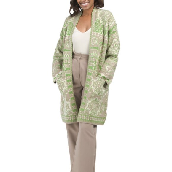 NEW BADGLEY MISCHKA Long Floral Coatigan Bright Green 462mn - Picture 1 of 2